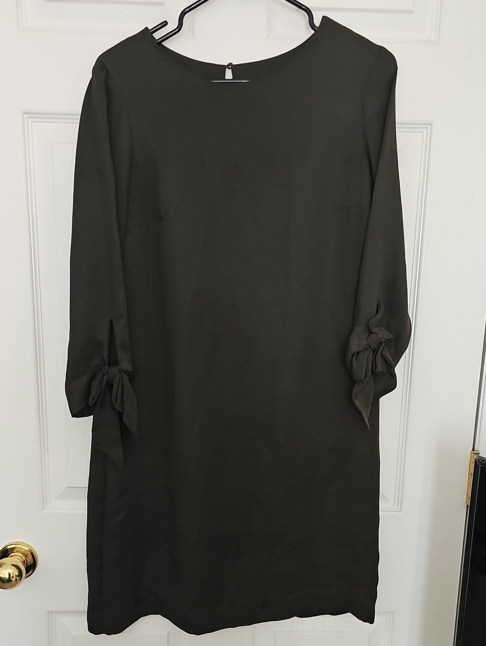H&M Black Long Sleeve Shift Dress with Tie Cuffs
